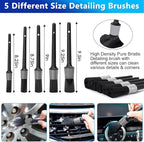 Car Wash Kit, 62'' Car Washing Brush with Long Handle, Extendable Car Wash Brush Mop with 2-in-1 Windshield Squeegee and 9Pcs Detailing Brushes, Gray Car Detailing Kit Gift for Men