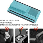 Car Sun Visor Organizer, Multi-Pocket Vehicle Sun Visor Storage Pouch with Sunglasses Box, Auto Interior Sunshade Eyeglasses Card Holder Organizers, Universal for SUV Sedan Truck (Blue)
