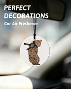 Funky Leopard Orange Car Air Freshener 4 Pcs, Coquette Cheetah Print Star 8 Ball Round Hanging Air Freshener for Cars Closet Drawer Books, Girly Y2k Car Accessories Mirror Decor for Women