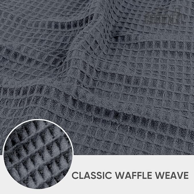 Waffle Weave Microfiber Towel, 10 Pack Lint Free Cleaning Rags, 12 x 12 Inches Barista Towels, Reusable Microfiber Cleaning Cloth for Household, Kitchen, Glass and Window, Grey