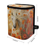 Horse Floral Print Car Trash Can with Lid, Leak Proof Auto Trash Bag Hanging Vehicle Garbage Can Multipurpose Storage Container for Back Seat Road Trip