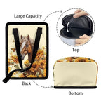 Horse Sunflower Butterfly Print Car Trash Can with Lid, Leak Proof Auto Trash Bag Hanging Vehicle Garbage Can Multipurpose Storage Container for Back Seat Road Trip