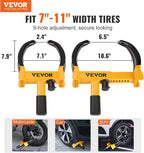 Universal Wheel Clamp Lock, 2 Pack Adjustable Anti-Theft Tire Lock, Heavy-Duty Steel for ATV SUV Car Golf Cart Boats Motorcycles, with 6 Keys