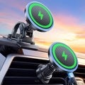2-in-1 15W Magsafe Car Mount Charger, Magnetic Wireless Car Charger, 360° Dashboard & Air Vent Phone Mount, Phone Holders for Your Car, Car Accessories for Men Women for iPhone 17-12