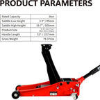 Floor Jack, Professional Heavy Duty Hydraulic Floor Jack, Low Profile Floor Jack, Steel Racing Floor Jack w/2 Piston Quick Lift Pump, Floor Jack Lifting 3.3"-19.7" 3 Ton(6000lb) Capacity Red