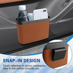 Car Trash Can with Lid, Car Trash Bin, Leakproof Vehicle Garbage Can with 30PCS Garbage Bags, Waterproof Auto Hanging Dustbin Storage Bag Container Accessories Fit SUV Office Home (Brown-1PCS)