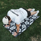 Athletic Running Towel, Full-Sized, Car Seat Cover - Performance Microfiber (Flex on the Beach - Black w/Snaps)