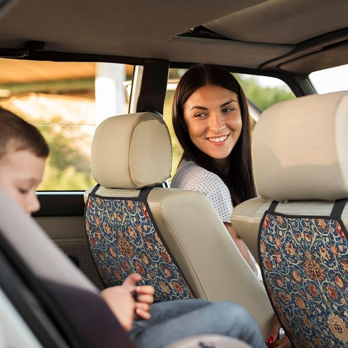 Holland Park Carpet William Morris Car Seat Back Kick Protectors Kick Mats With Storage Pockets For Vehicles To Protect From Dirt Mud Scratches 2 Pack