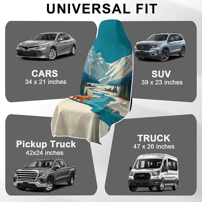 2 Pack Car Towels Seat Cover with Storage Bag, Multifunctional Microfiber Towel for Gym Outdoor Sport Running,Picnic, Beach, Pet Dog Travel,Fits Car SUV Truck (Snow Moutain)