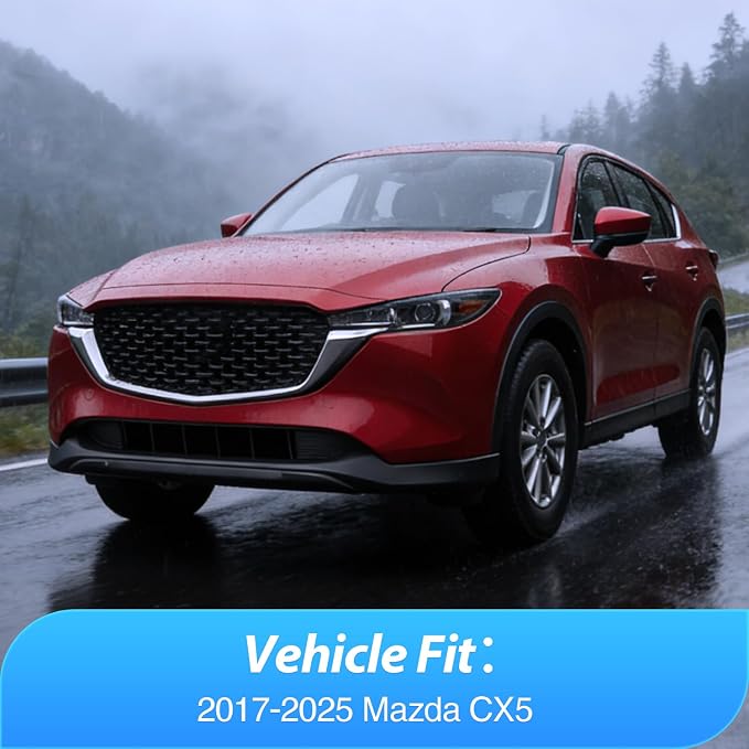 Rain Guards for Mazda CX5 2017 2018 2019 2020 2021 2022 2023 2024 2025, Tape-On Window Visors Outside Mount Vent Visors Window Deflectors Smoke Tint, 4PCS