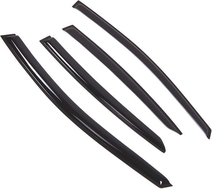 WD2-812B Dark Smoke 4 Pcs Set Window Visor (Outside Mount) Deflector Rain Guard Compatible with 2017-2018 Kia Forte Sedan