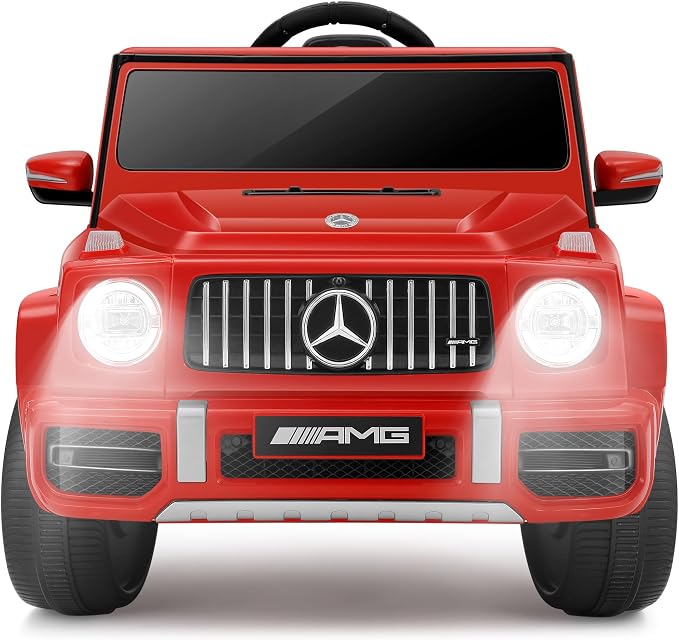 Licensed Mercedes-Benz AMG G63 Ride on toys,Drivable Car for Toddler,Kids' Electric Vehicles,Dual Mode of Flashing Light/LED light,Low Battery Prompt,Bluetooth,Music& Horn,Soft Start,Light Red