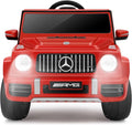 Licensed Mercedes-Benz AMG G63 Ride on toys,Drivable Car for Toddler,Kids' Electric Vehicles,Dual Mode of Flashing Light/LED light,Low Battery Prompt,Bluetooth,Music& Horn,Soft Start,Light Red