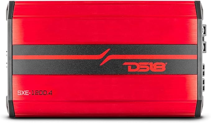 SXE-1200.4/RD Car Amplifier Stereo Full-Range Class A/B 4-Channel 60x4 RMS @4 OHM 1200 Watts - Powerful and Compact Amp for Speakers in Car Audio System