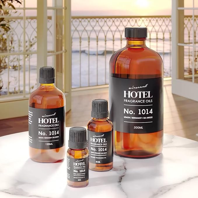 Hotel Diffuser Oil No. 1014 - Iconic 5-Star Hotel Blend - 30 mL | Lemon Bergamot Sea Breeze - Coastal Blend - Fragrance Oil for Ultrasonic and Waterless Diffusers and Crafting