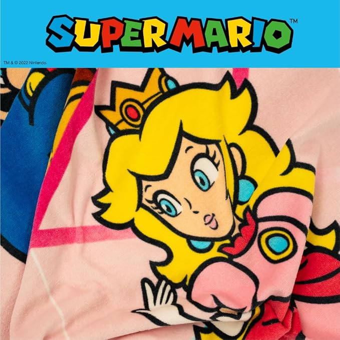 Super Mario Girl Princess Peach Kids Super Soft Cotton Bath/Pool/Beach Towel, 58 in x 28 in, (Officially Licensed Product) By