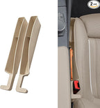 2PCS New Car Seat Gap Stopper with 2 Storage Areas，Car Seat Gap Storage Organizer for Phone Keys Wallet，Universal Car Seat Gap Filler Interior Accessories (Beige)