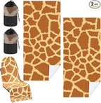 Car Seat Towel Covers with Storage Bag, 63 x 32 Inch Universal Non Slip Waterproof Sweat Protector for Car Truck, Gym Swimming Running, Machine Washable(2 Pack,Giraffe Pattern)