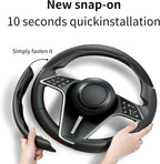 3Pcs Carbon Fiber Steering Wheel Cover Universal Fit 99% Cars | Non-slip soft grip, easy to wipe clean, quick to install, perfect for daily commutes and road trips, Black