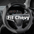 Customized Auto Car Steering Wheel Cover for Chevy Silverado,Tahoe,Equinox,Traverse,Trailblazer,Colorado(Black+Gray - Standard Size)