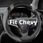 Customized Auto Car Steering Wheel Cover for Chevy Silverado,Tahoe,Equinox,Traverse,Trailblazer,Colorado(Black+Gray - Standard Size)
