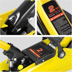 DNA Motoring 2 Ton Car Jack and Stands Kit 2T(4000 lbs) Capacity Low Profile Hydraulic Trolley Service/Floor Jack with 2 Ratchet Stands Combo for Home Garage Shop, Yellow, TOOLS-00476-YL