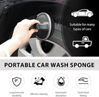 Car Tire Shine Applicator, High-Density Sponge Tyre Dressing Applicator Pad with Curved Handle, Reusable Wheel Polishing Brush Auto Detailing Foam for Applying Tire Shine (1 PCS)