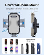 Phone Holders for Your Car - Air Vent Phone Mount, Ultra-Stable Metal Clip with Anti-Shake & 360° Rotation, Universal Car Mount Fit iPhone 17/16/15/14/13/12 Pro Max/Android/Samsung Gary