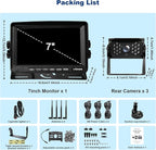 VTimes 3-Camera Wireless RV Backup System, RV Backup Camera with 7'' HD Monitor for Truck, 4 Channels Split Screen, BSD Alert, 984FT Signal Range, IP69K Waterproof IR Night Vision, DIY Guide Lines