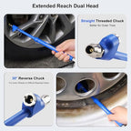 Semi Truck Tire Pressure Gauge,Dual Head Tire Gauge for Tires Pressure Range 150 PSI/10 Bar, Air Pressure Gauge with 4 Caps for Semi Truck, RV, Car, Motorcycle