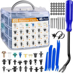 900Pcs Plastic Rivets and Auto Body Fasteners Assortment -24 Most Popular Sizes Nylon Bumper Clips with 10 Cable Ties for GM, Ford, Chrysler, Toyota, Honda, Nissan, Mazda, Chevy, Jeep, etc.