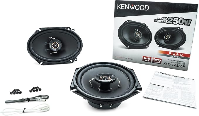 KFC-C6866R Road Series Car Speakers (Pair) - 6"x8" 2-Way Car Coaxial Speakers, 250W, 4-Ohm Impedance, Cloth Woofer & Balanced Dome Tweeter, Heavy Duty Magnet Design
