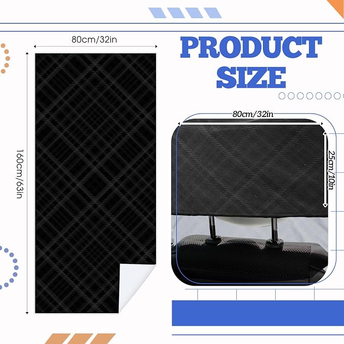 Car Seat Towel Covers with Storage Bag, 63 x 32 Inch Universal Non Slip Waterproof Sweat Protector for Car Truck, Gym Swimming Running, Machine Washable(1 Pack,Black Plaid)