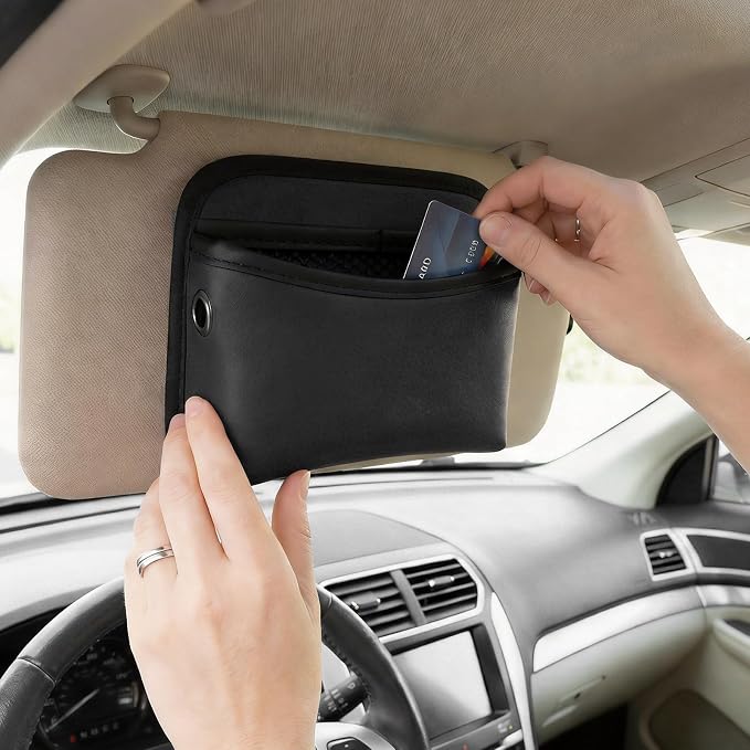 Car Seat Side Pocket Organizer, Multifunctional Leather Console Side Storage Pouch with Card Holder, Waterproof Phone & Sunglasses Pocket Bag for Car Door Seat Console (Black)