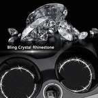 2PCS Bling Car Cup Coaster, 2.75 Inch Auto Cup Holder Insert Coasters Silicone Anti-Slip Crystal Rhinestone Drink Mat, Universal Vehicle Interior Accessories for Women Girls (Black)