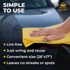 Premium 2pk +1 Free Shammy Cloth for Car Drying - 26"x17" - Super Absorbent Chamois Towel - Scratch-Free, Reusable & Soft Wash Cloth - Car Drying Towels