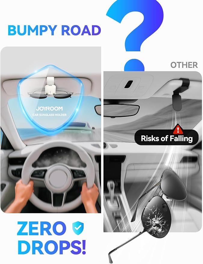 Sunglass Holder for Car Magnetic Visor Sunglasses Holder Clip (White)