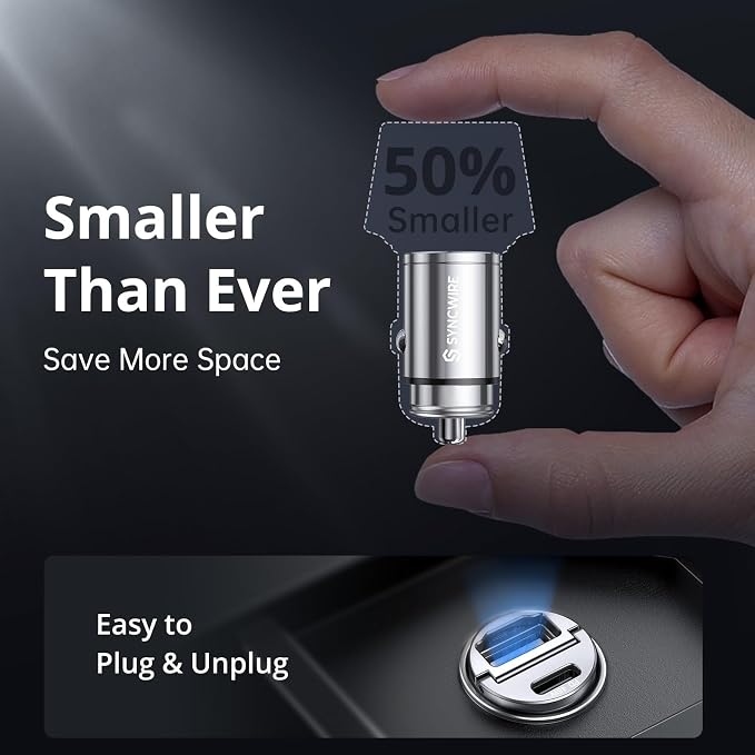 USB C Car Charger 90W [PD 45W & QC 45W] USB Car Charger Adapter Fast Charging [Super Mini & All Metal] Compatible with iPhone 15/14 Pro Max Plus 13 12 Samsung S23/S22/21 Note 22, Pixel, iPad