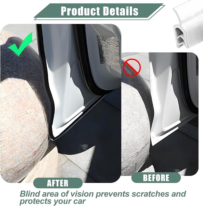 Car Door Protector Edge Guards, 33Ft Anti Collision U Shaped Automobile Door Seal Protector, No Glue Vehicle Exterior Edge Trim Protective Strip Accessories, Universal Fit (White)