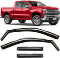 Voron Glass in-Channel Extra Durable Rain Guards for Trucks Chevrolet (Chevy) Silverado/GMC Sierra 1500 2019-2026 Double Cab, Window Deflectors, Vent Window Visors, 4 Pieces - 230091