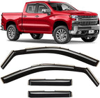 Voron Glass in-Channel Extra Durable Rain Guards for Trucks Chevrolet (Chevy) Silverado/GMC Sierra 1500 2019-2026 Double Cab, Window Deflectors, Vent Window Visors, 4 Pieces - 230091