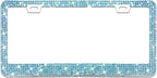 Bling License Plate Frame for Women, 1PCS Sparkly License Plate Frames| Over 1200 pcs 14 Facets Bedazzled Clear Glass Diamond Rhinestone Crystals w/Free Glitter Diamond Box (Blue)