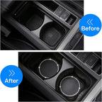 2 Pack Bling Car Cup Holder Insert Coasters, 2.75 Inch Soft Crystal Rhinestone Rubber Pad Set Round Auto Drink Coaster Car Interior Accessories (Black)