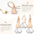 100 Pcs Car Air Fresheners Diffuser with Wooden Cap Empty Aromatherapy Diffuser Clear Car Fragrance Holder Pendant Hanging Perfume Fresheners Bottles for Decor(Diamond,Clear)