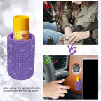 Upright Car Chapstick Holder, Bling Insulating Lip Balm Holder,Rhinestone Car Accessories for Women Interior,Suitable for Most Vehicles. (Purple)