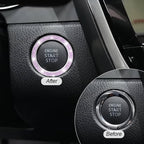 Car Bling Crystal Rhinestone Engine Start Ring Decals, 2 Pack Car Push Start Button Cover/Sticker, Key Ignition Knob Bling Ring, Sparkling Car Interior Accessories(Double Light Purple)