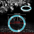 2 PCS Crystal Double Rhinestone Car Engine Start Stop Decoration Ring, Bling Car Interior Accessories for Women, Push to Start Button Cover Sticker, Automotive Decals, Cyan