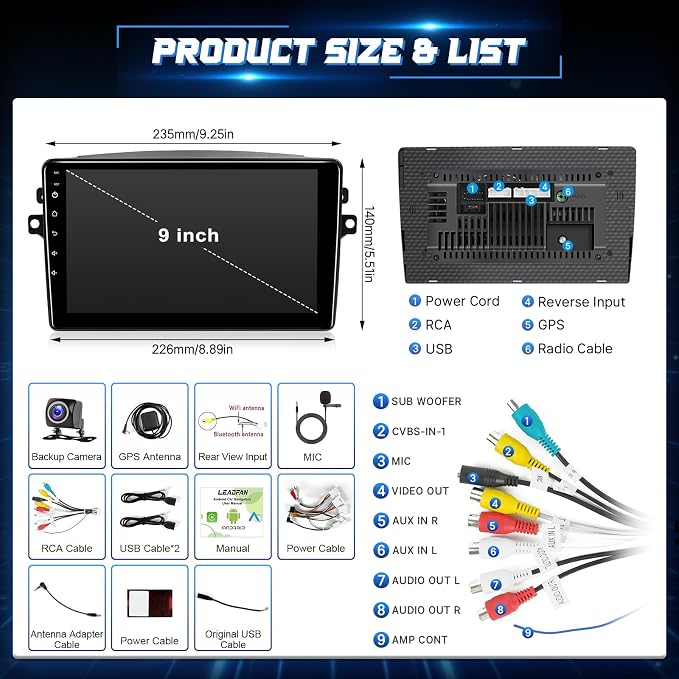8 Core Radio for Toyota Sienna 2004-2010 Stereo Wireless Carplay Android Auto, 9” Touch Screen for Sienna Android Head Unit BT/Voice Control/GPS/WiFi/Camera/SWC/FM