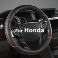 Microfiber Leather Steering Wheel Cover for Honda Accord,Civic,CR-V,HR-V,Pilot(Diamond-Pattern-Black+Red Line-Standard Size)