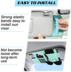 Car Sun Visor Organizer, Leather Pocket Organizer Sunglass Holder for Car Interior Accessories with Multi-Pocket Net Zipper (Blue)